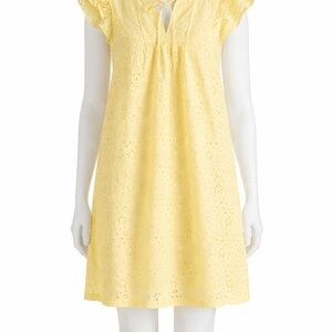J.Crew Yellow Eyelet Dress Size 16 Cottagecore Summer Cotton Eyelet Dress